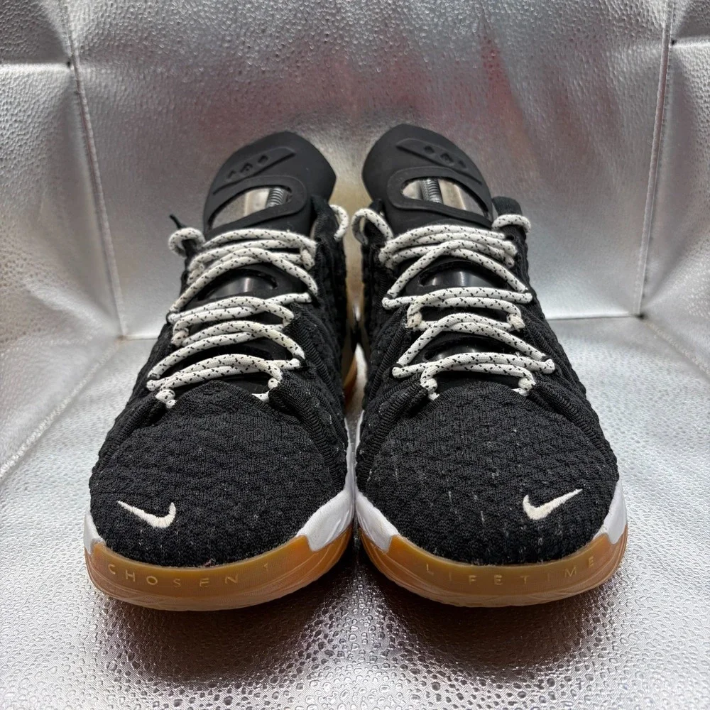Size 7Y Nike Youth Lebron‎ 18 GS Black White Gum Kids Lace-Up Shoes CW2760-007